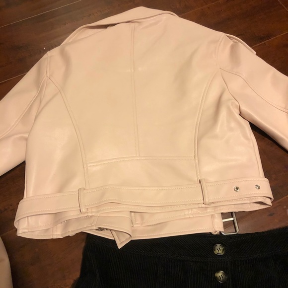 Blush Pink Faux Leather Jacket - Picture 6 of 8